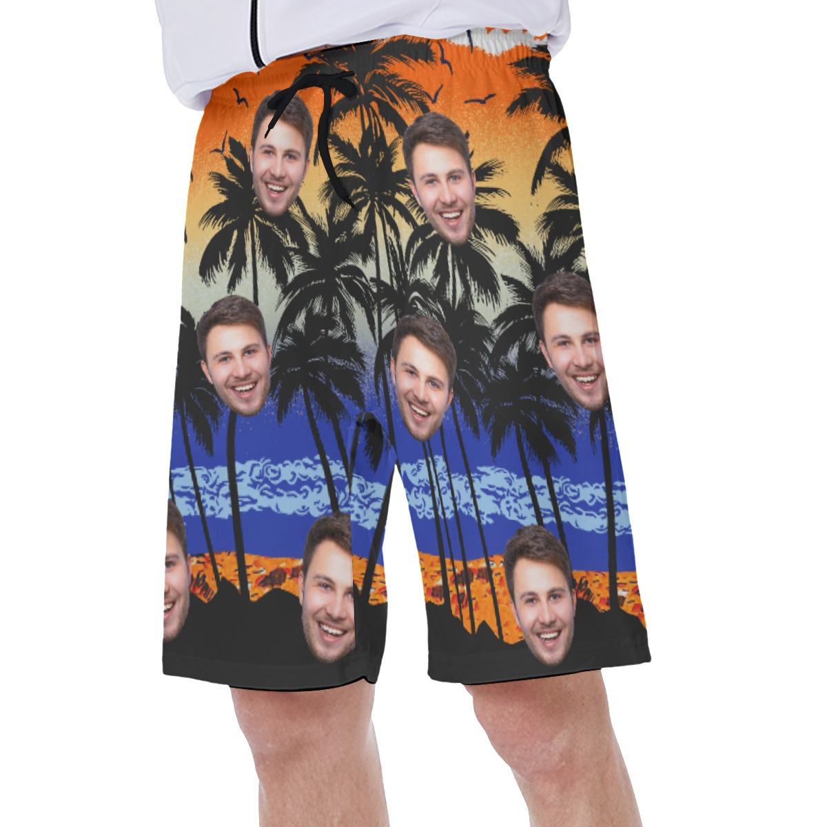 Sunset Palm Tree Custom Face Men's Shorts