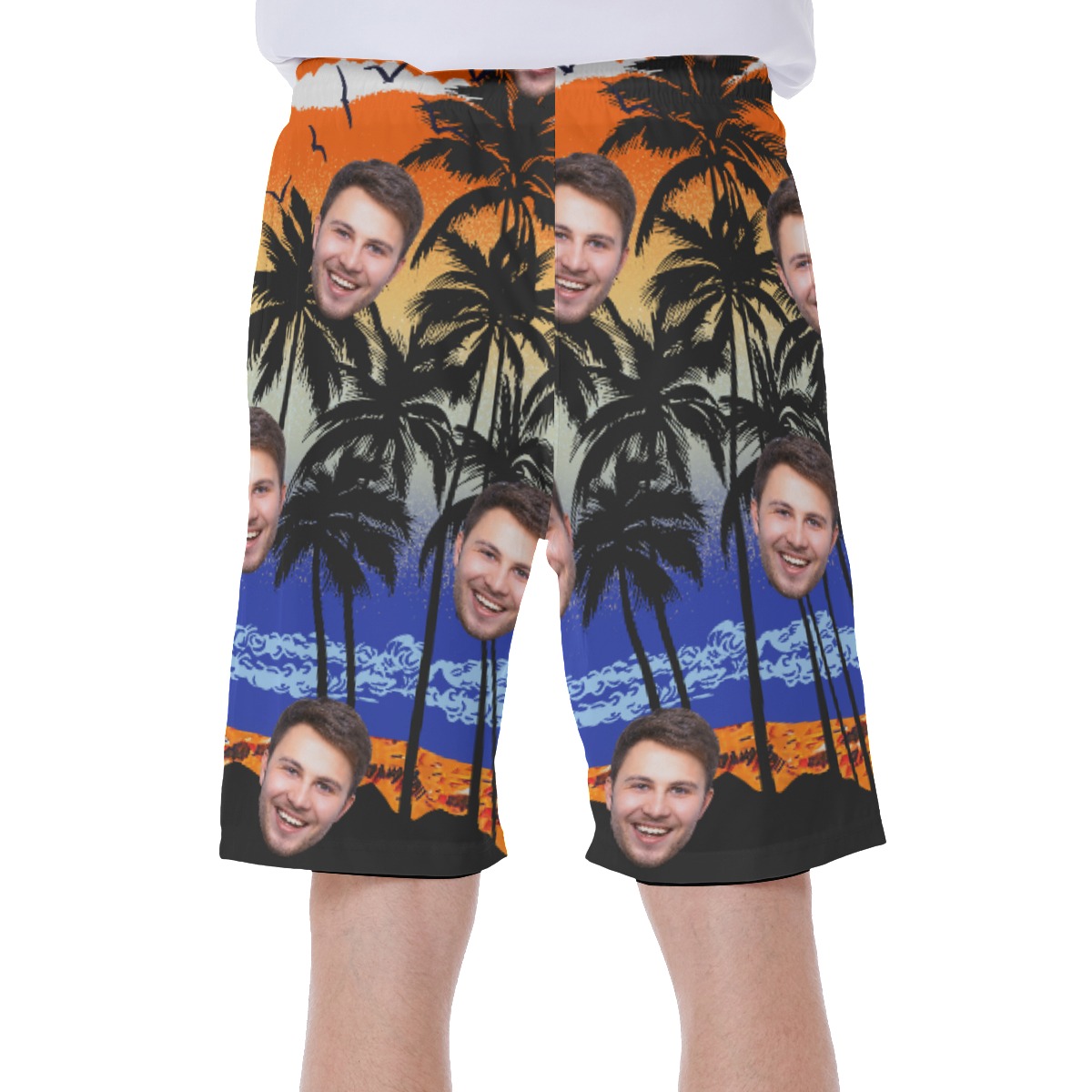 Sunset Palm Tree Custom Face Men's Shorts