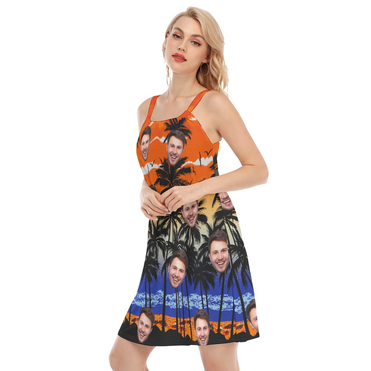 Sunset Custom Face Cami Dress With Custom Face