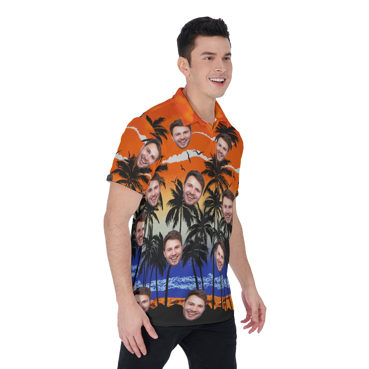 Orange Men's Polo Shirt With Custom Face