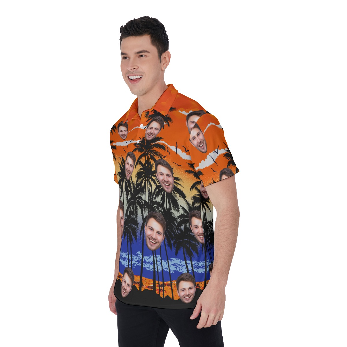 Orange Men's Polo Shirt With Custom Face