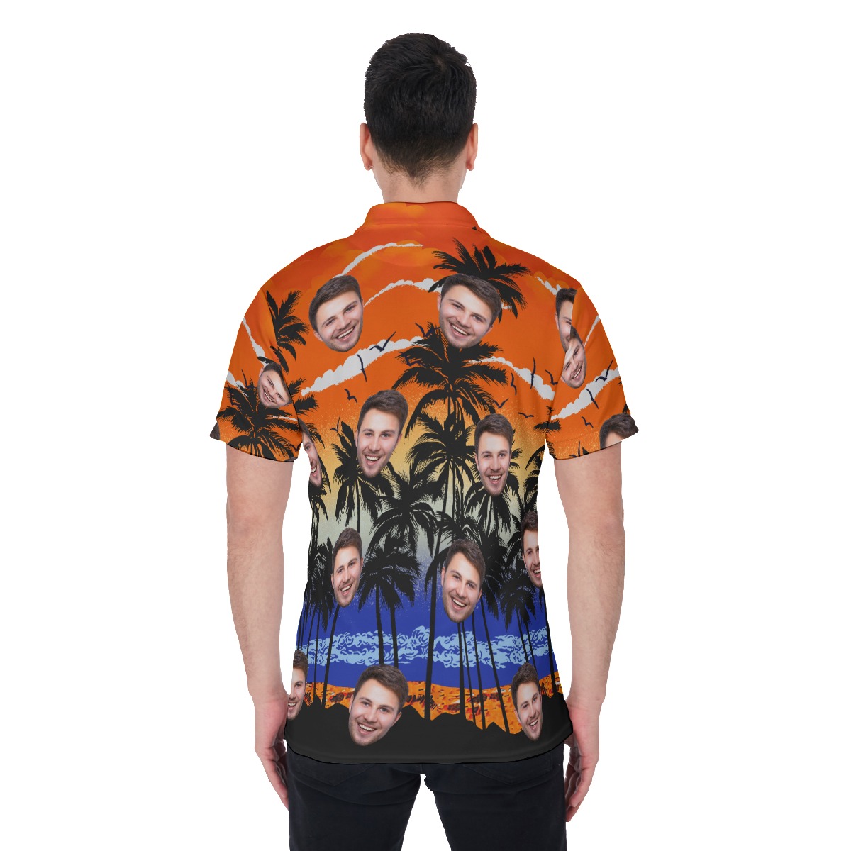 Orange Men's Polo Shirt With Custom Face