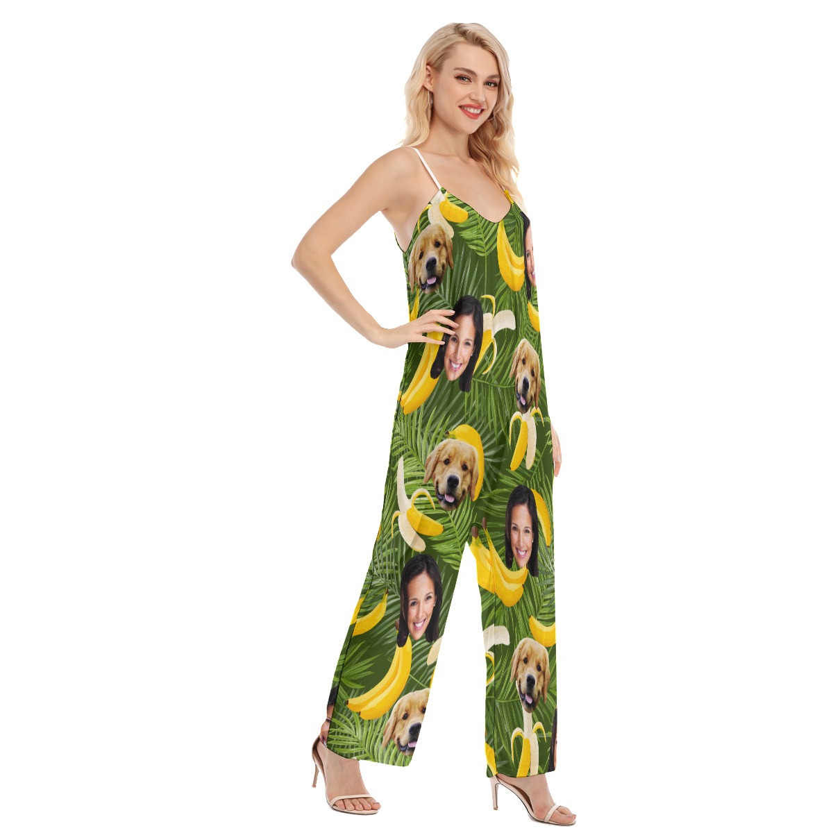 Banana Custom 2 Faces With Dog Hawaiian Jumpsuit For Women