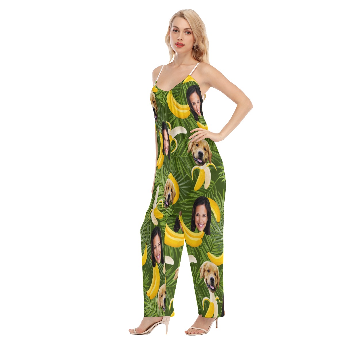 Banana Custom 2 Faces With Dog Hawaiian Jumpsuit For Women
