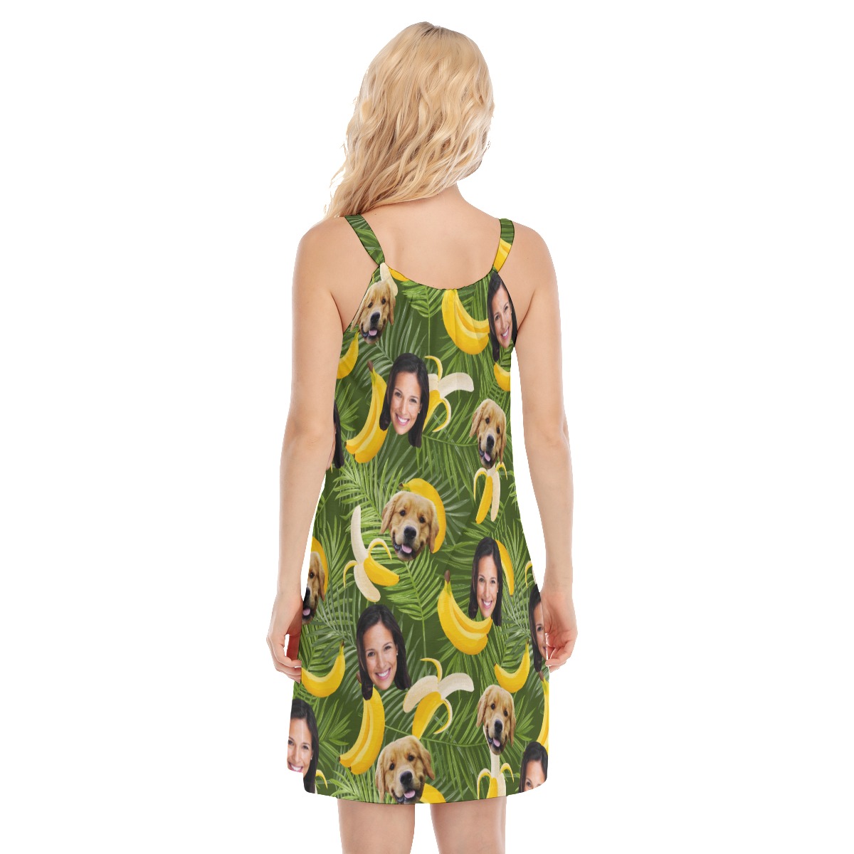 Banana Custom Face With Your Dog Hawaiian Dress For Women