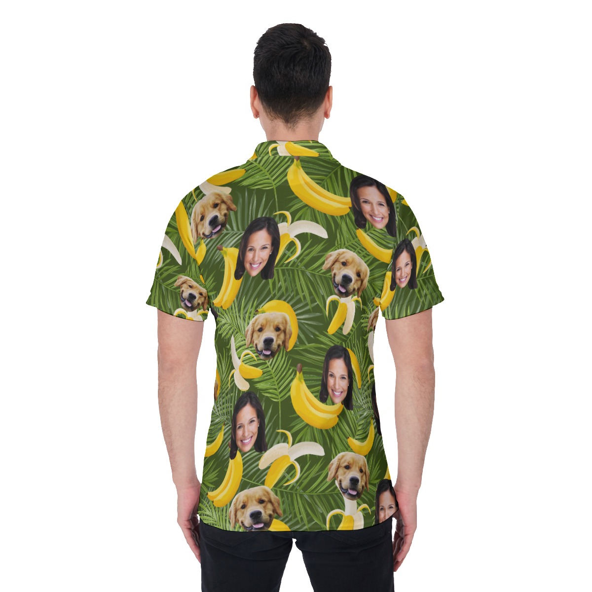 Men's Banana Custom Face And Dog Polo Hawaiian Shirt