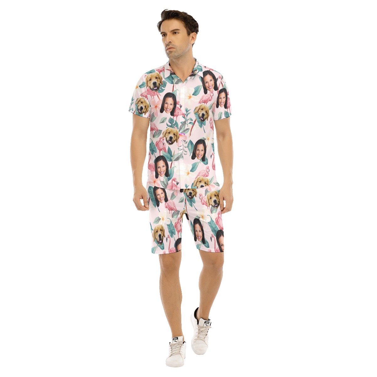 Floral Custom 2 Face Hawaiian Shirt Set For Men - variant image 1