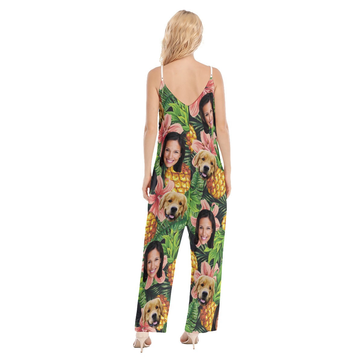 Tropical Custom 2 Faces With Dog Hawaiian Jumpsuit For Women