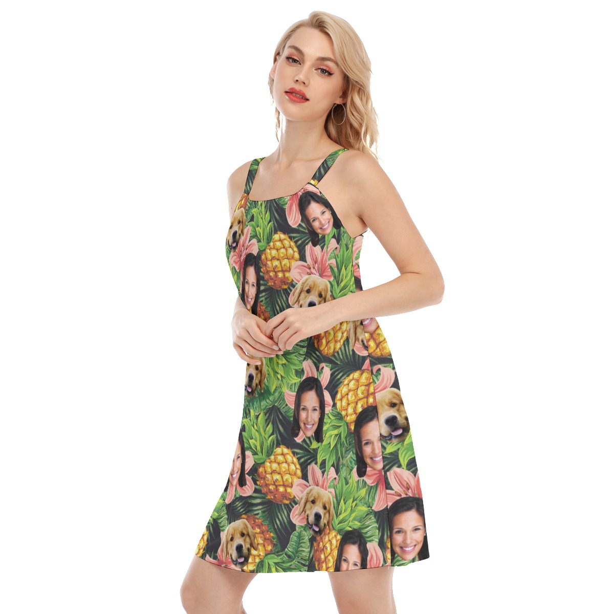 Tropical Custom Face With Your Dog Hawaiian Dress For Women