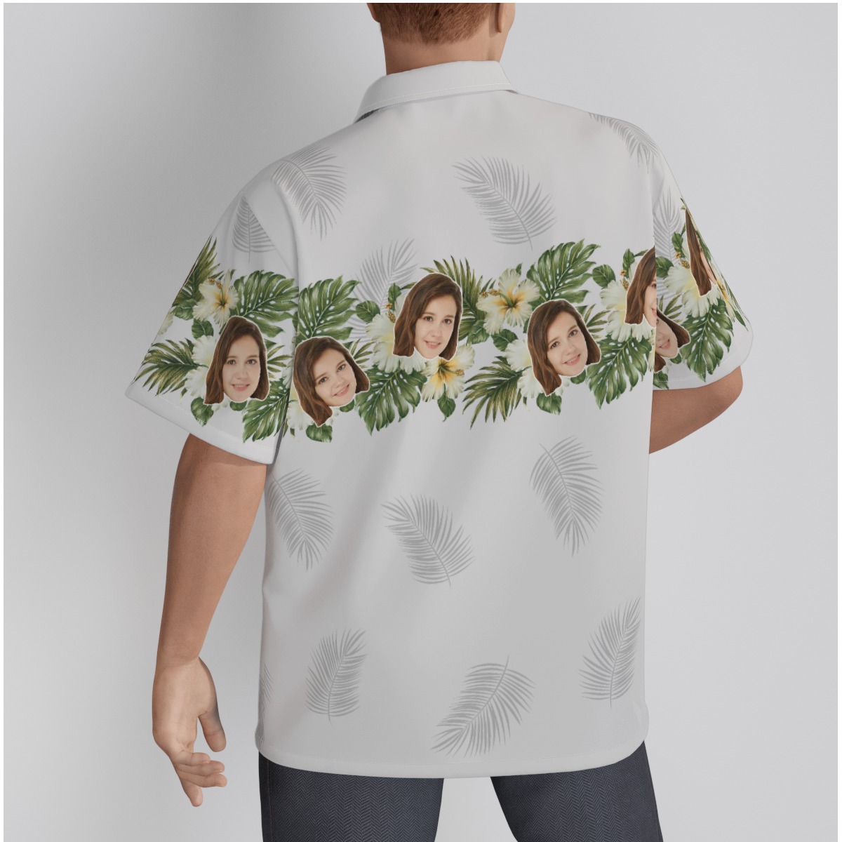 Custom Face Floral White Hawaiian Shirt For Men