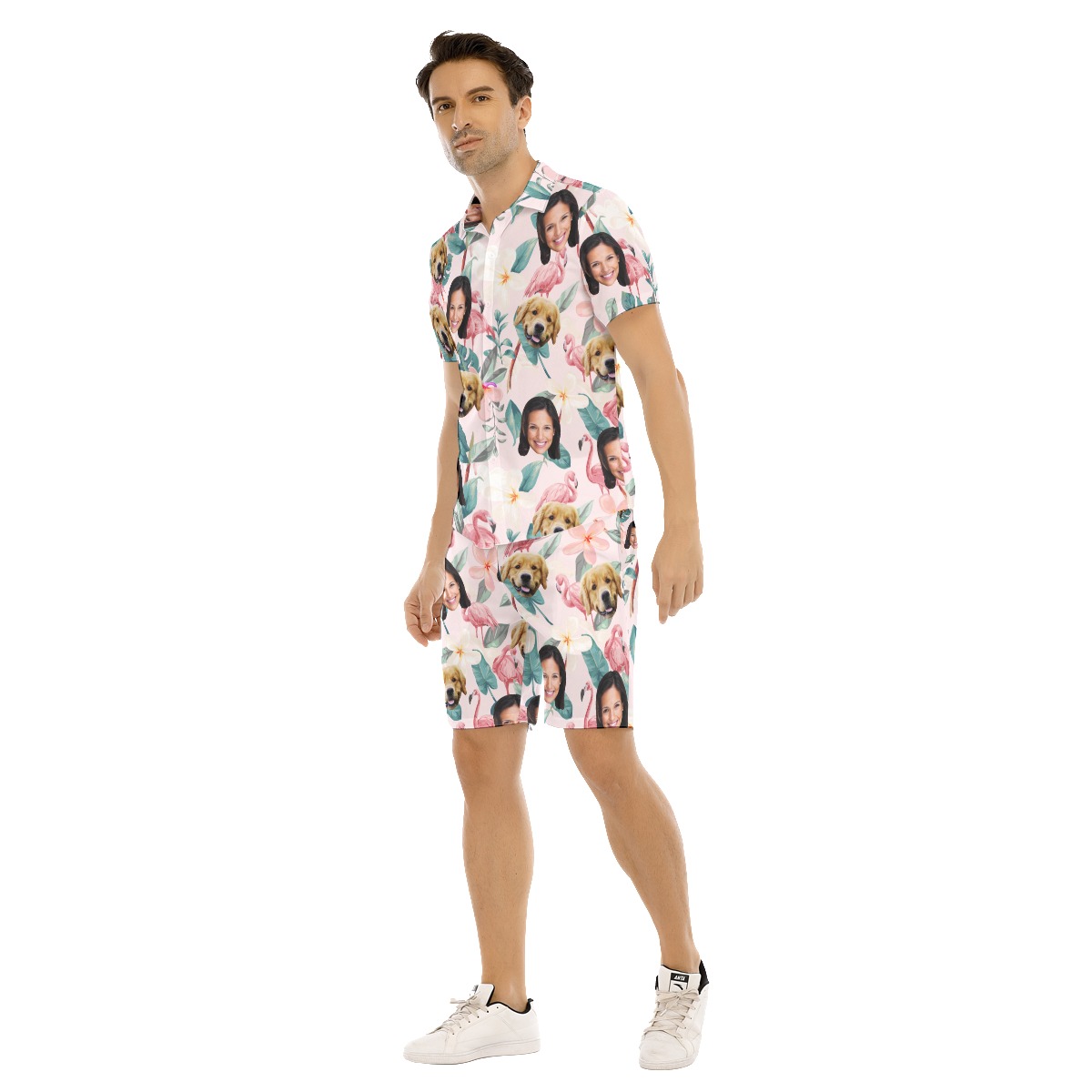 Floral Custom 2 Face Hawaiian Shirt Set For Men