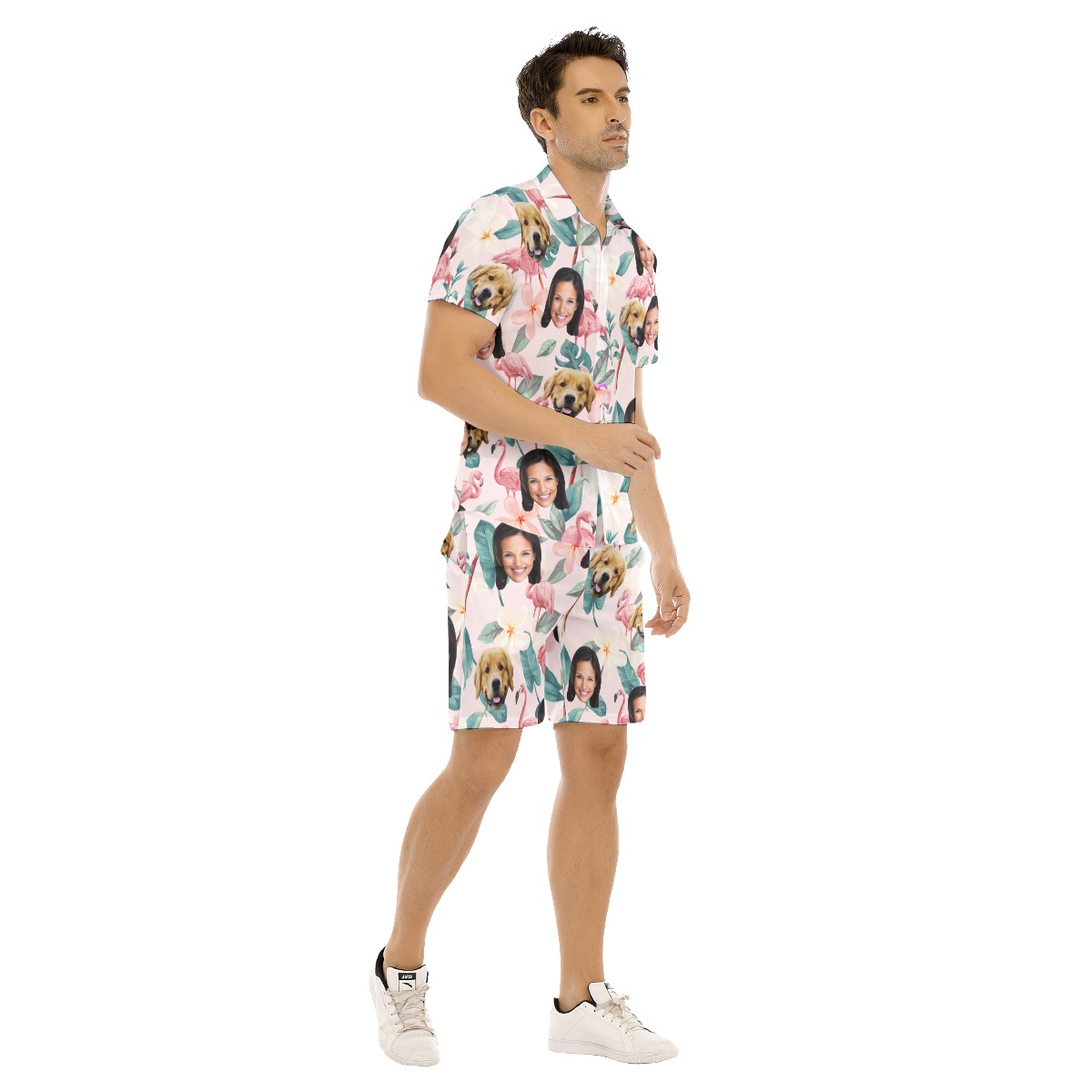 Floral Custom 2 Face Hawaiian Shirt Set For Men