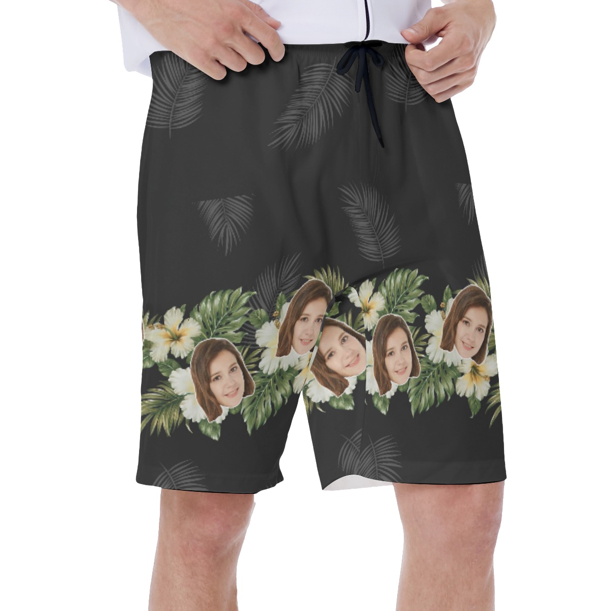 Cool Black Custom Face Men's Hawaiian Shorts