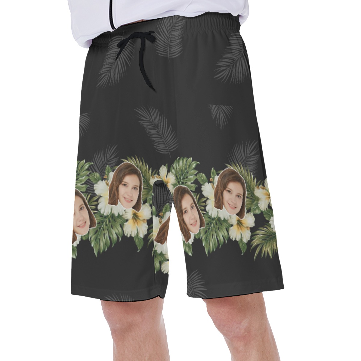 Cool Black Custom Face Men's Hawaiian Shorts