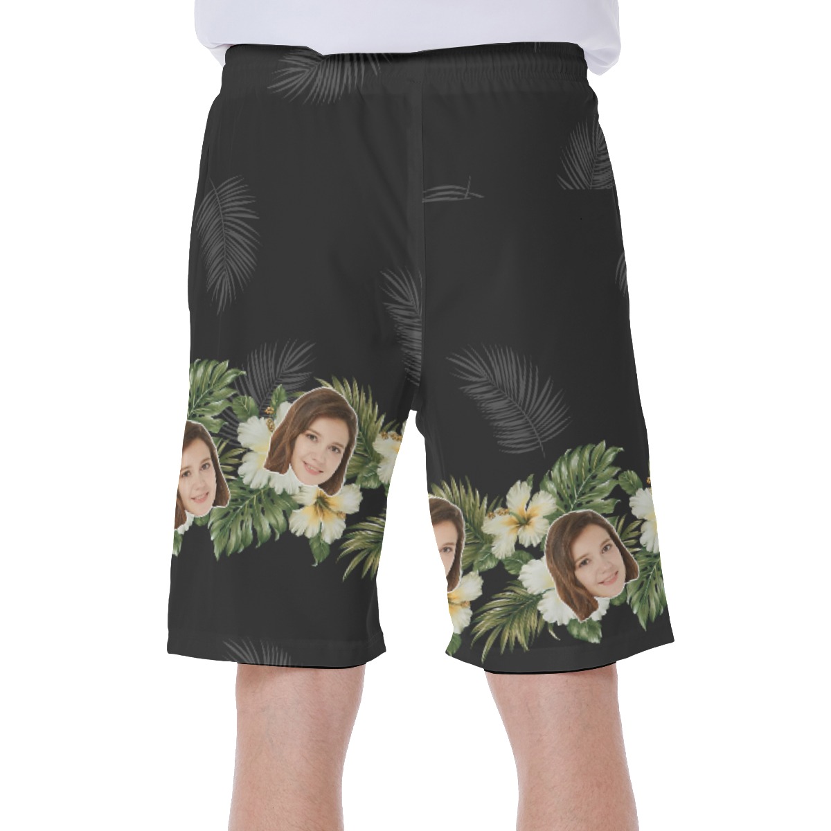 Cool Black Custom Face Men's Hawaiian Shorts