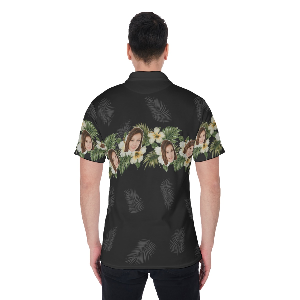Cool Black Custom Face Men's Polo Shirt