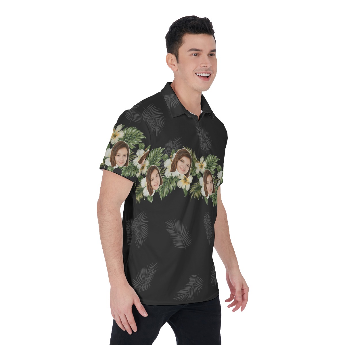 Cool Black Custom Face Men's Polo Shirt