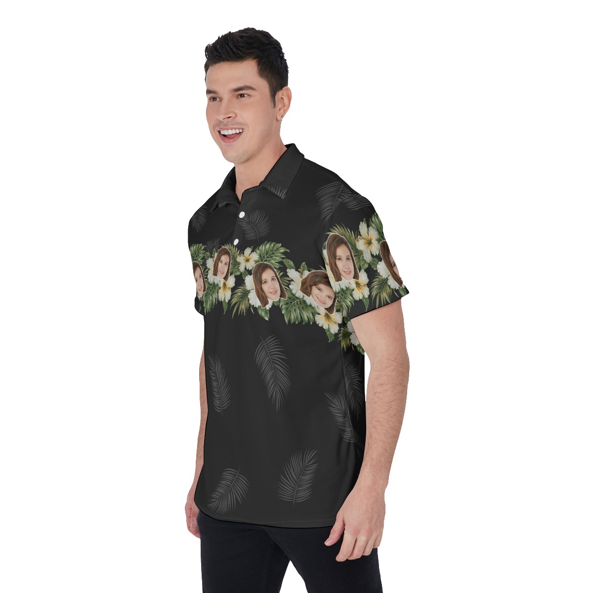 Cool Black Custom Face Men's Polo Shirt