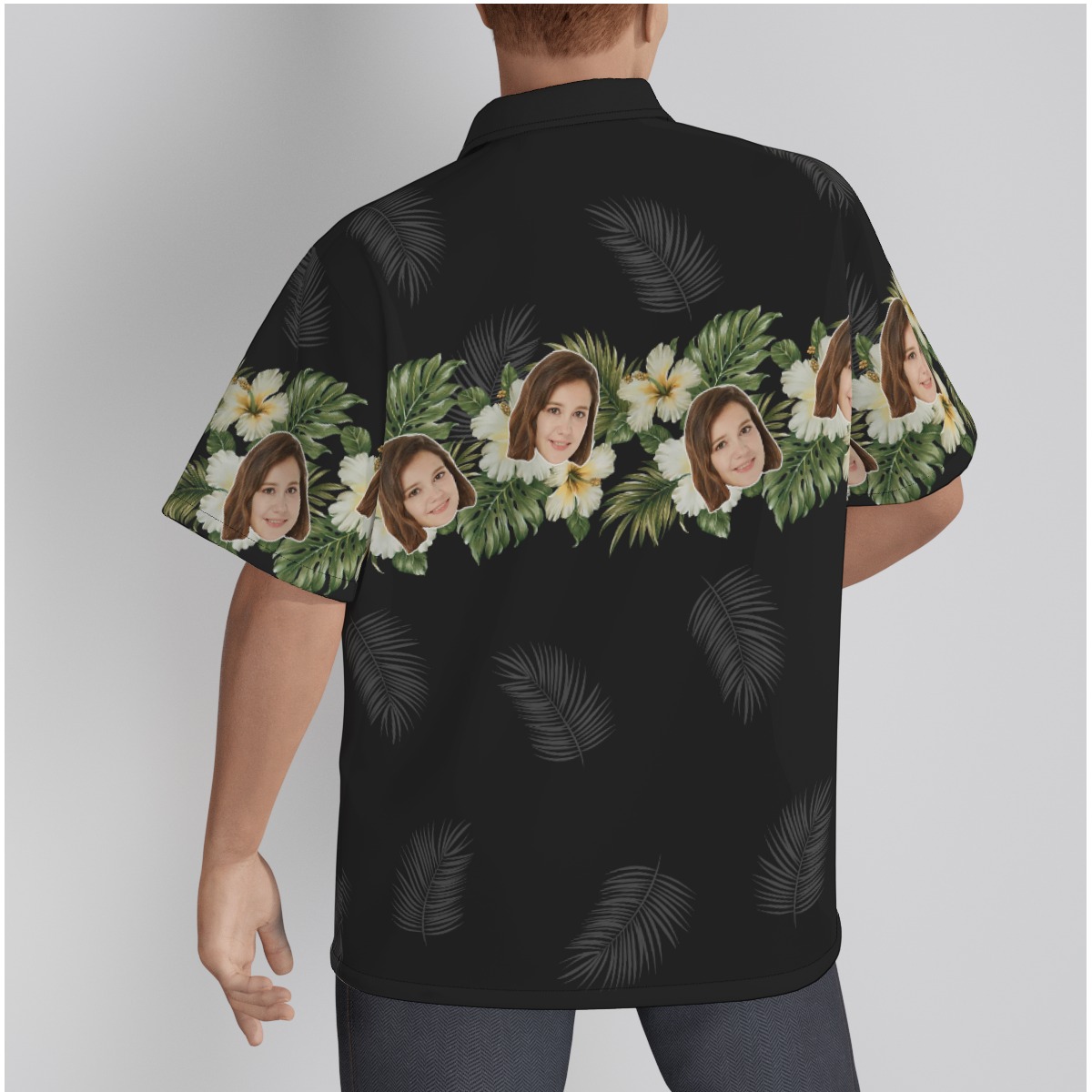 Cool Black Custom Face Button Up Shirt For Men