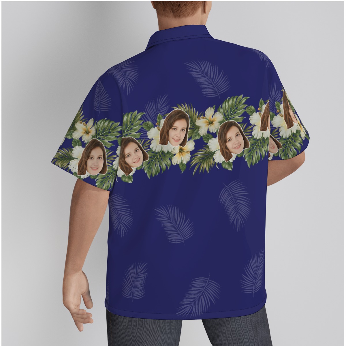 Blue Hibiscus Hawaiian Shirt With Custom Face
