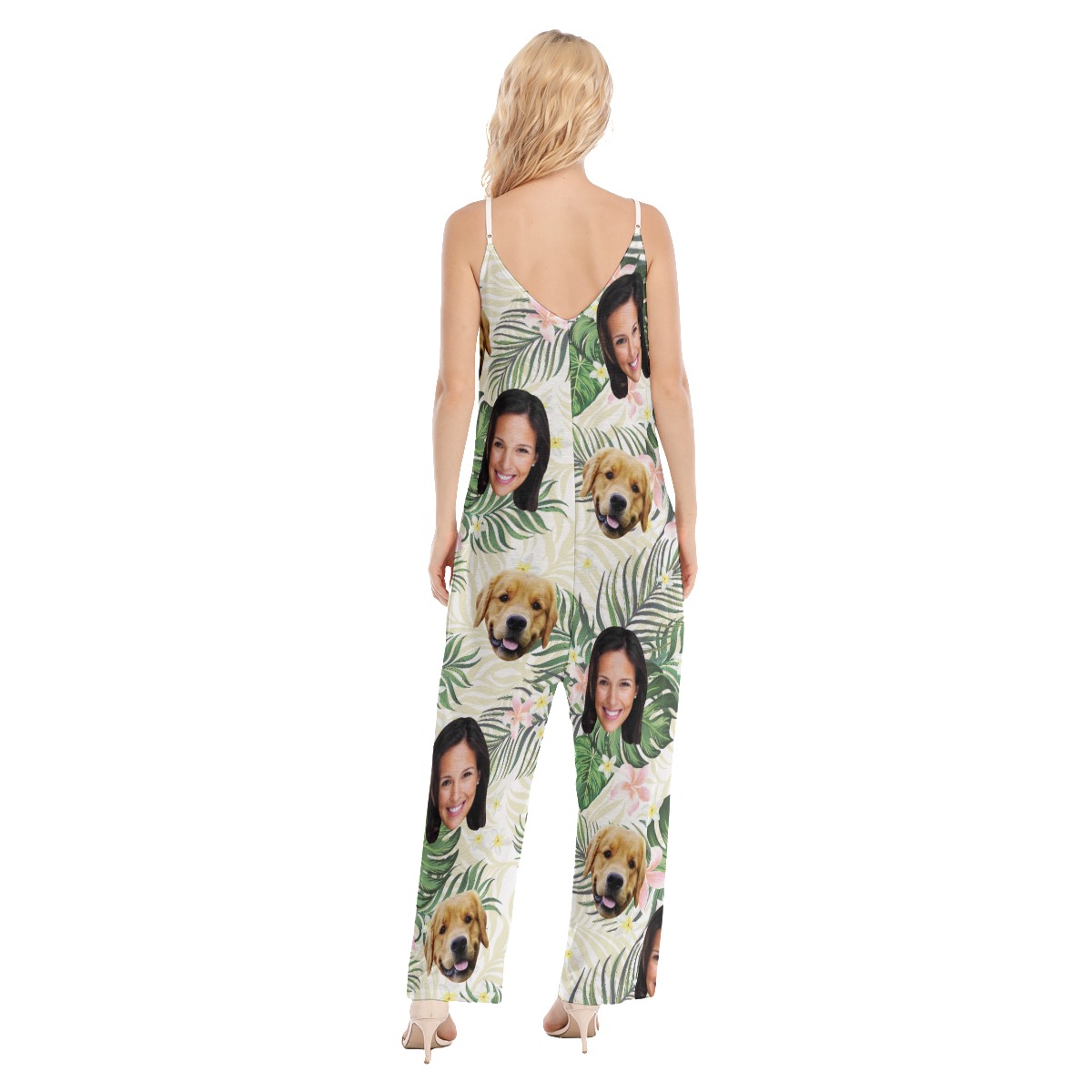 Women's Floral Custom 2 Faces With Dog Hawaiian Jumpsuit