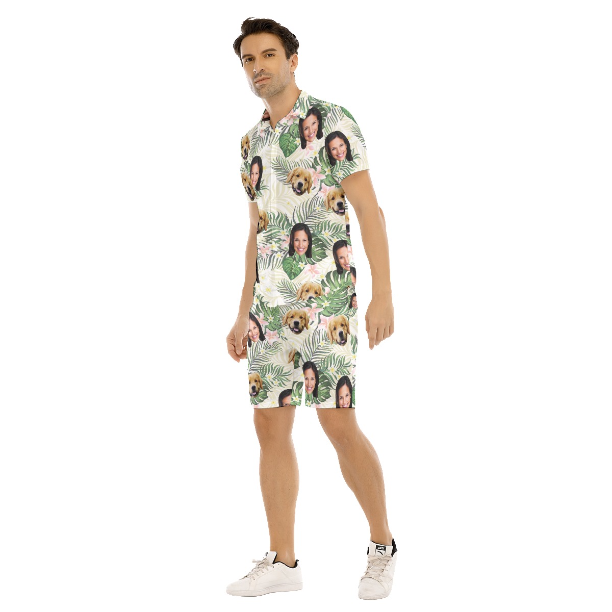 Men's Floral Custom 2 Face Hawaiian Shirt Set