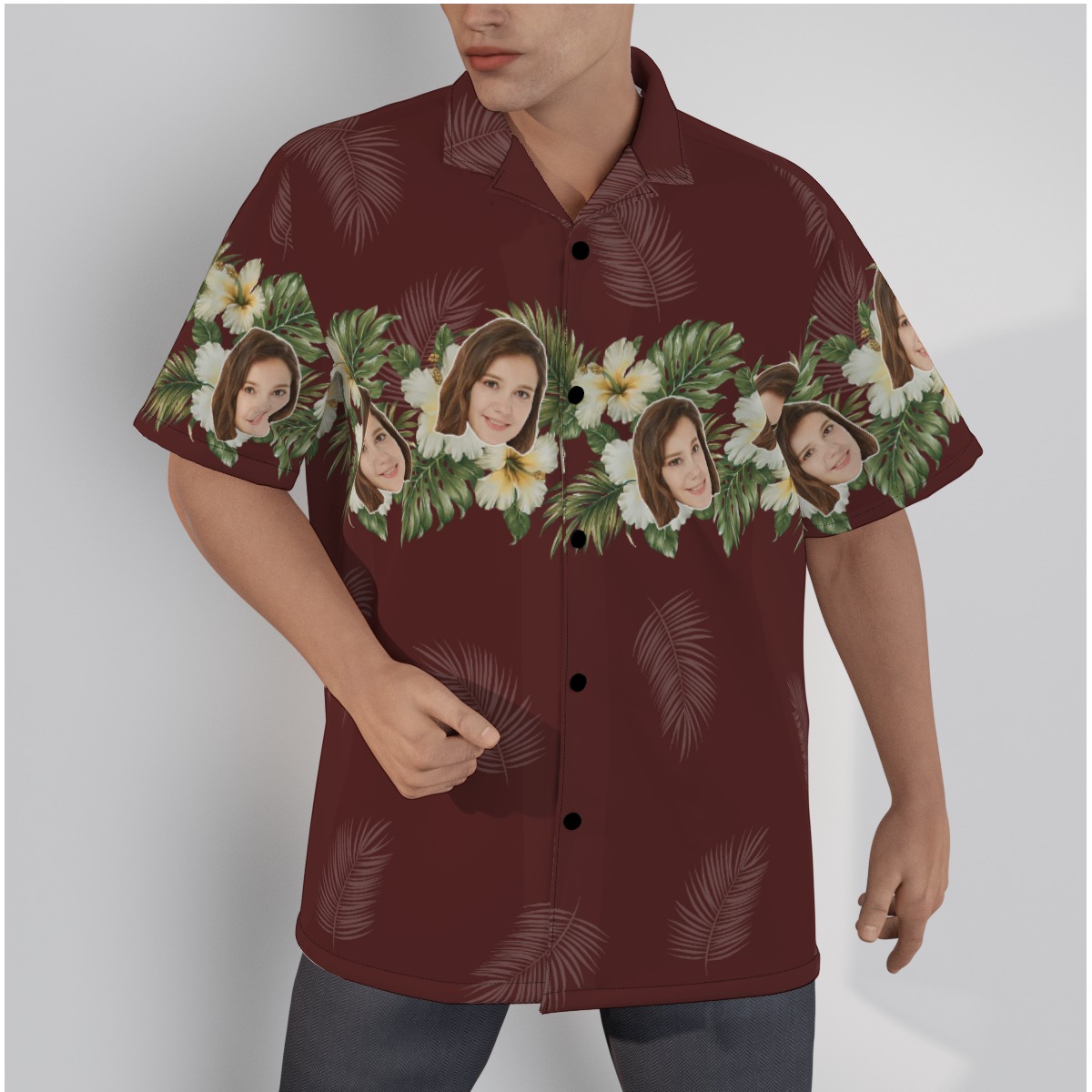 Vintage Custom Face Hibiscus Hawaiian Shirt - variant image 1