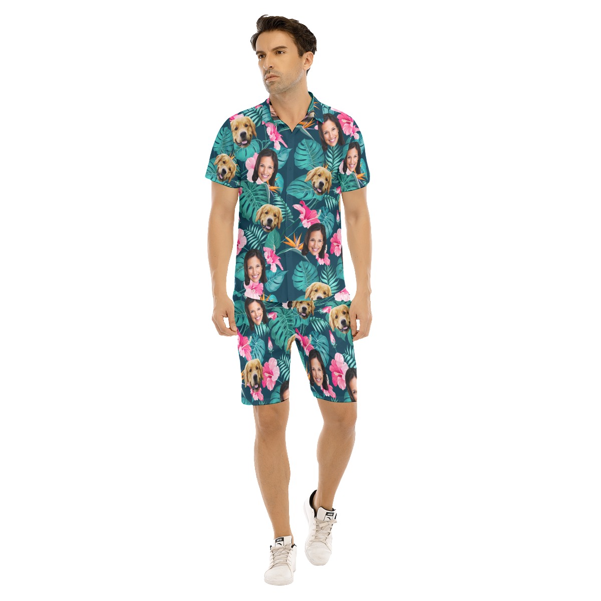 Men's Custom 2 Face Floral Hawaiian Shirt Set - variant image 1