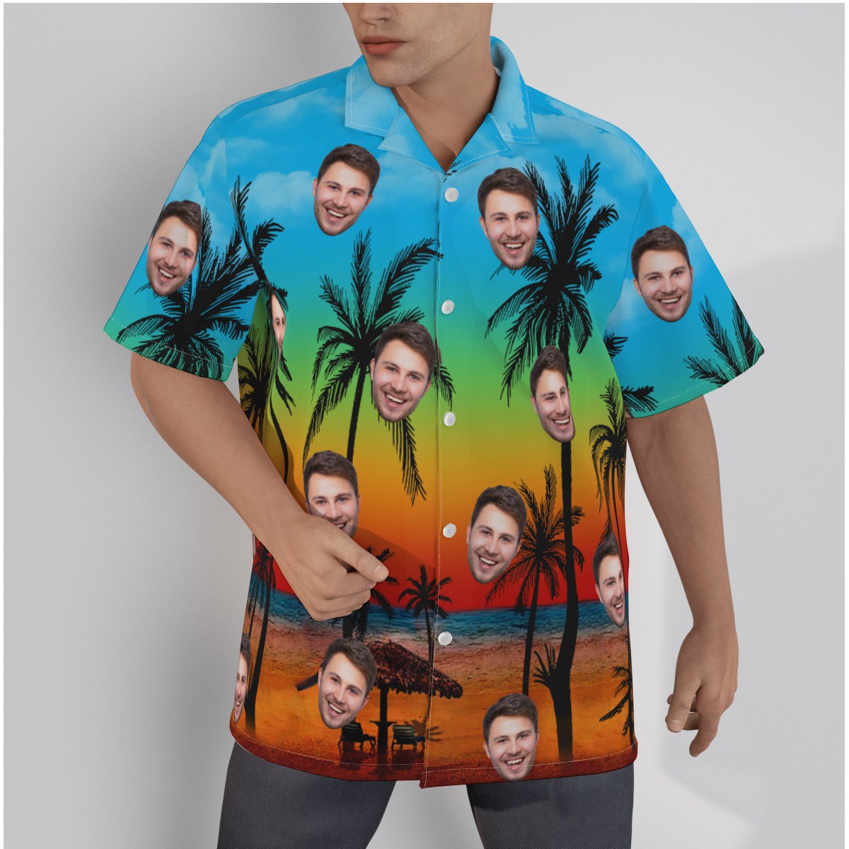 Pacific Legend Sunset Hawaiian Shirt With Custom Face - variant image 1