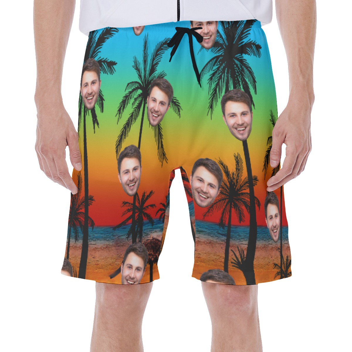 Sunset Beach Custom Face Hawaiian Shorts For Men - variant image 1