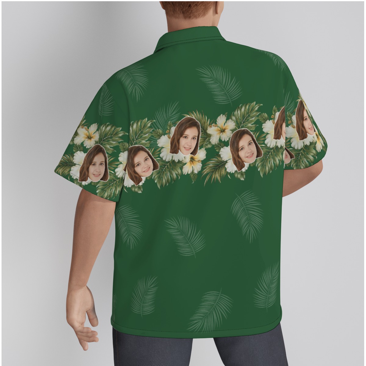 Funny Vintage Flower Green Hawaiian Shirt With Custom Face