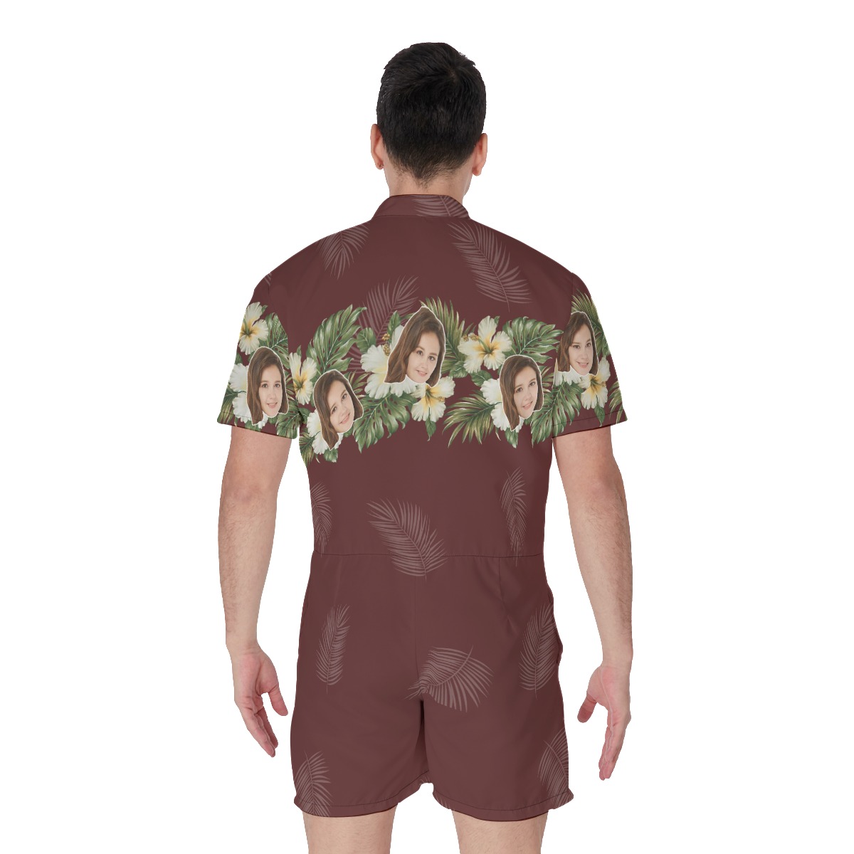 Funny Custom Face Flower Men's Hawaiian Romper