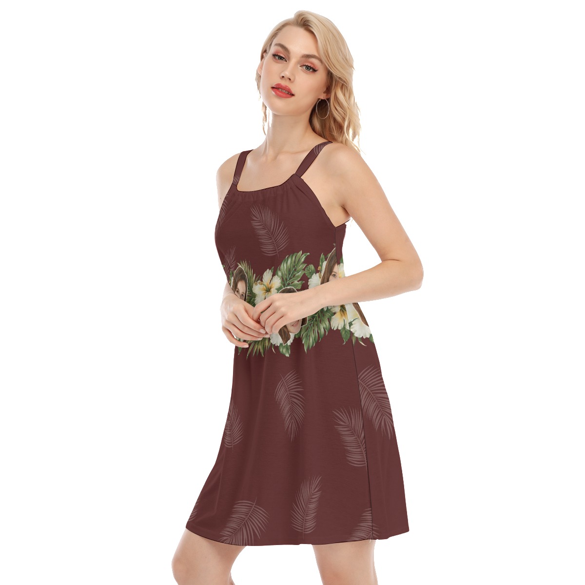 Vintage Custom Face Flower Cami Dress