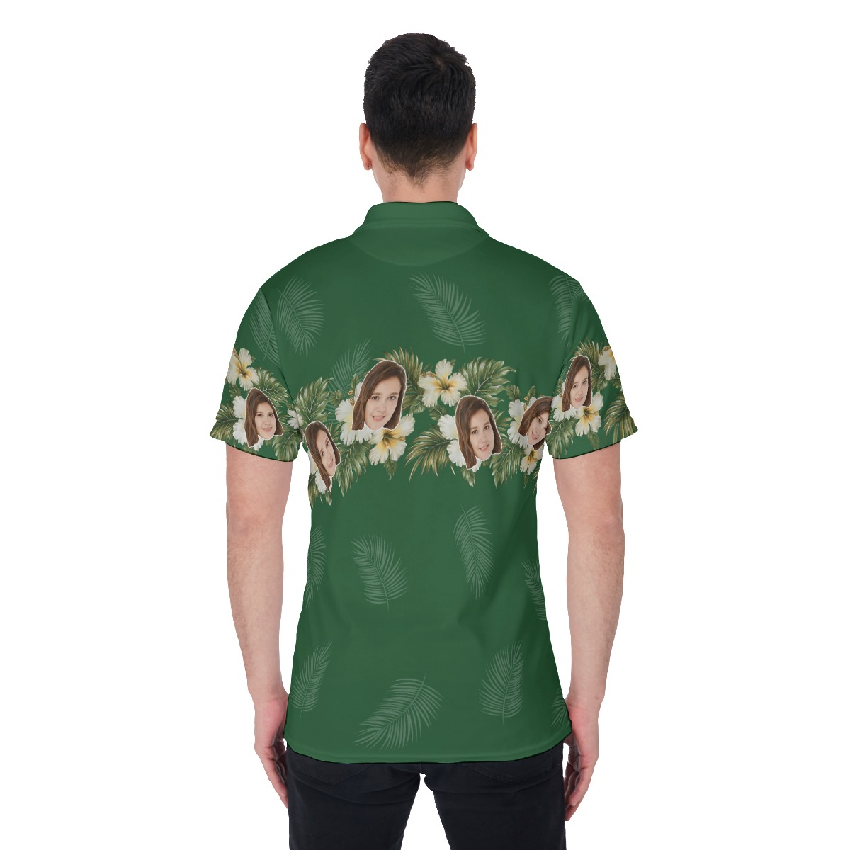Cool Custom Face Green Collar Polo Shirt