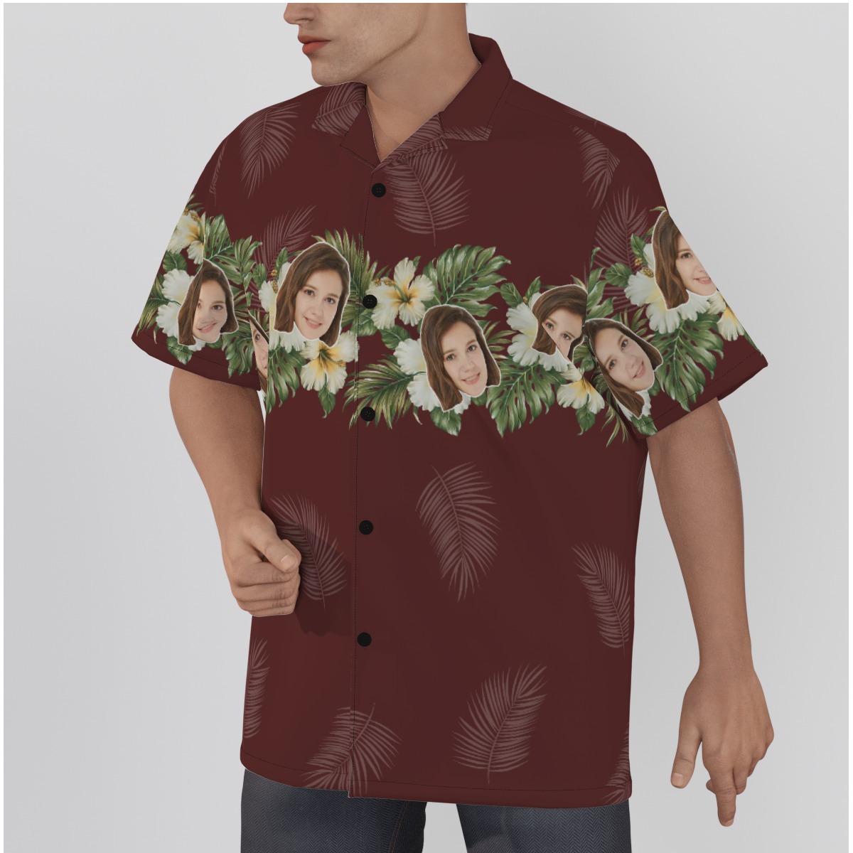 Vintage Custom Face Hibiscus Hawaiian Shirt