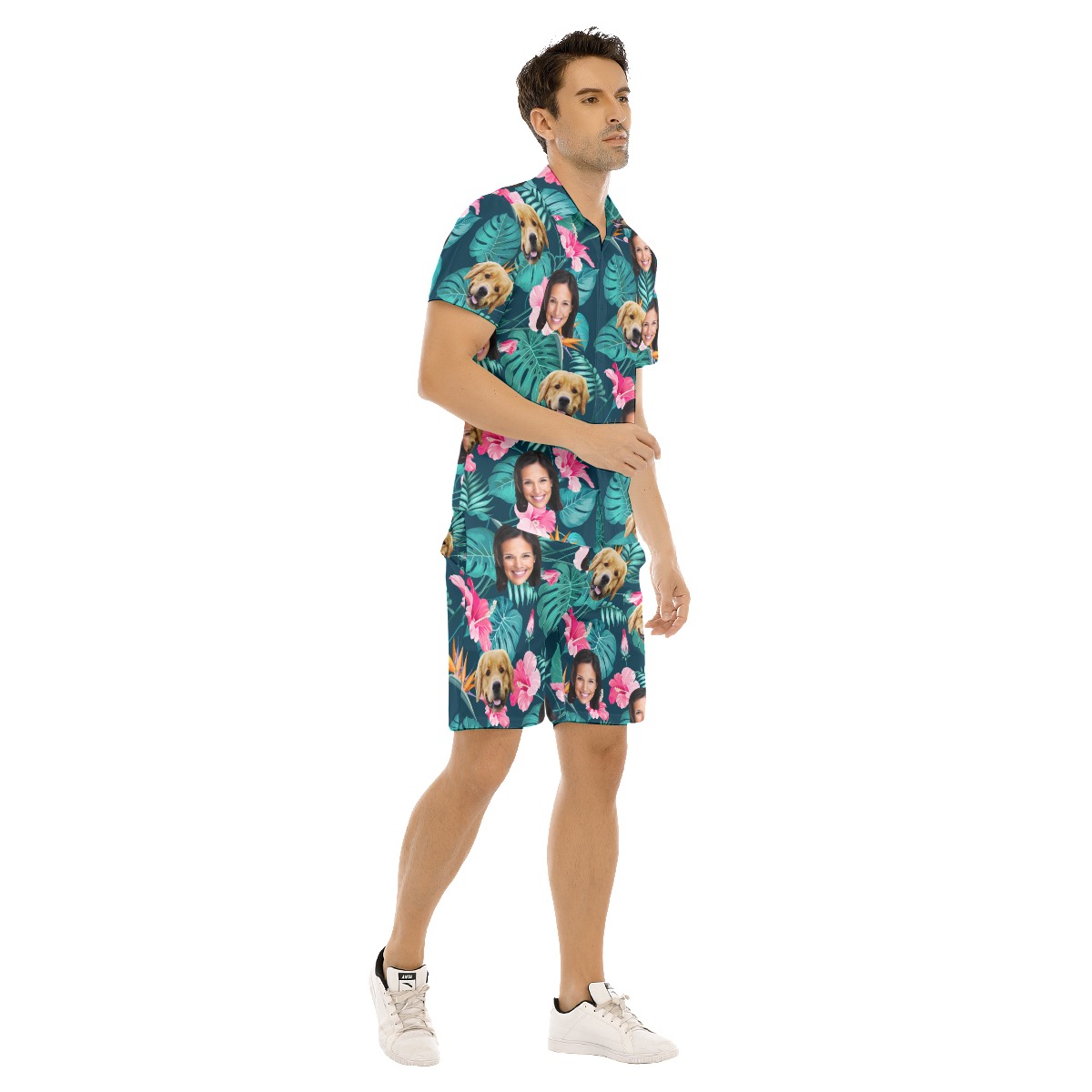 Men's Custom 2 Face Floral Hawaiian Shirt Set