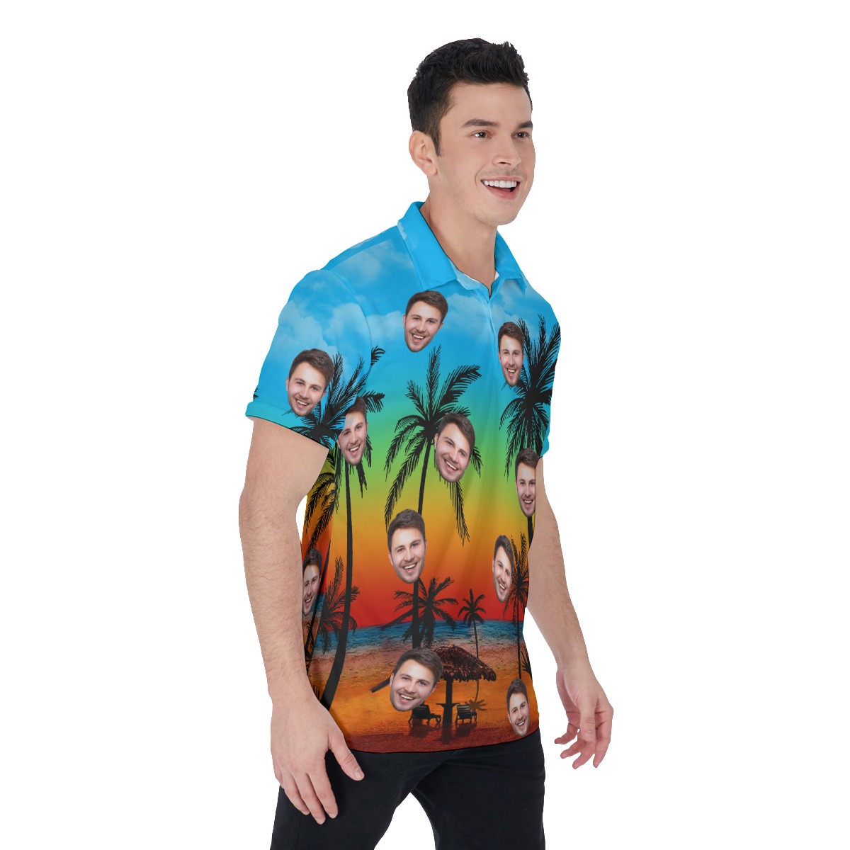 Sunset Beach Polo Shirt With Custom Face