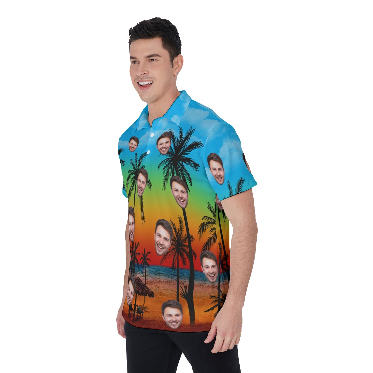 Sunset Beach Polo Shirt With Custom Face