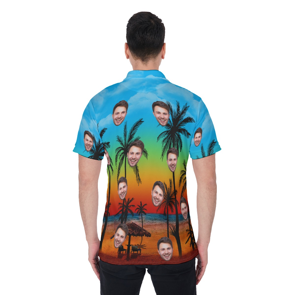 Sunset Beach Polo Shirt With Custom Face