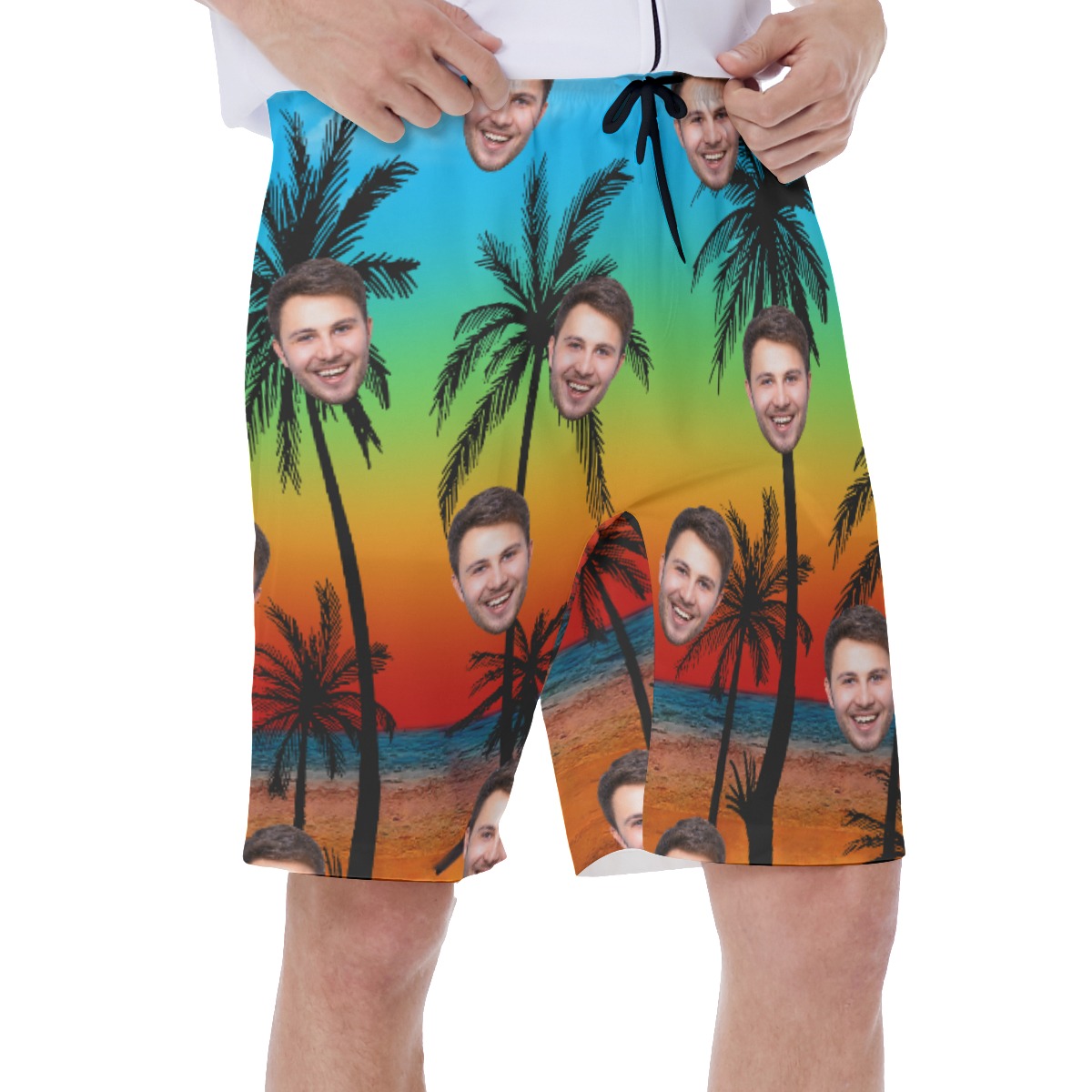 Sunset Beach Custom Face Hawaiian Shorts For Men