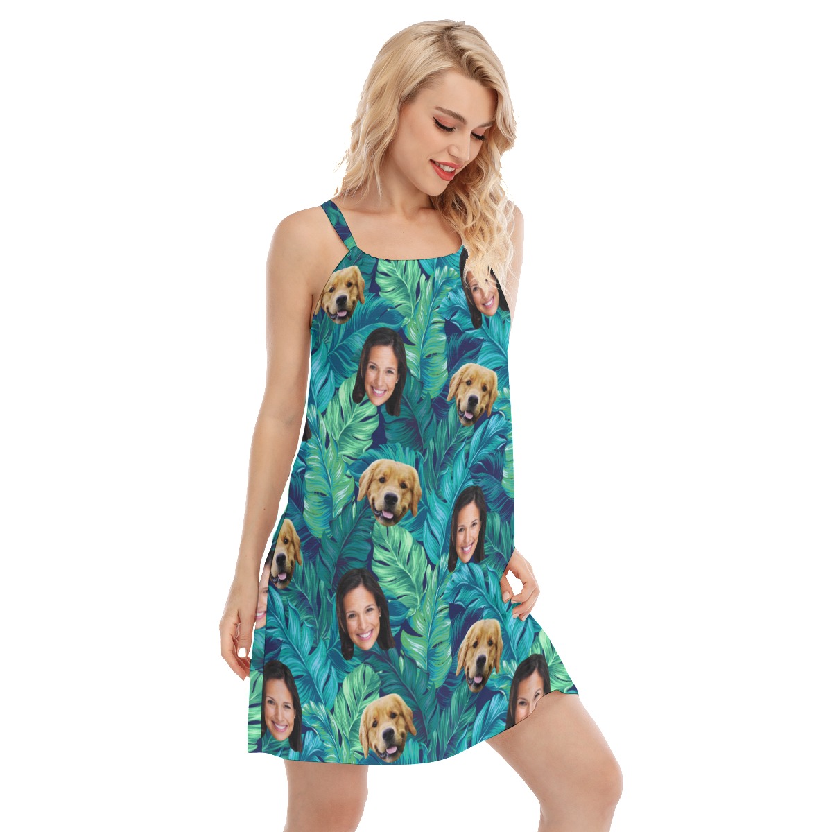 Women's Tropical Custom Face With Your Dog Hawaiian Dress