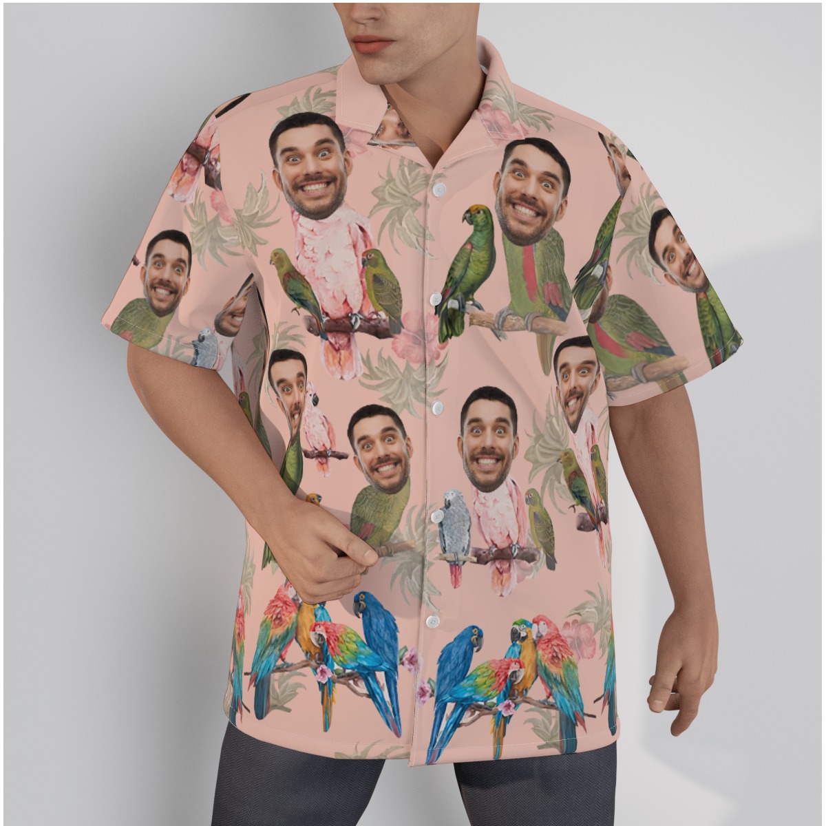 Funny Custom Face Parrots Hawaiian Shirt - variant image 1