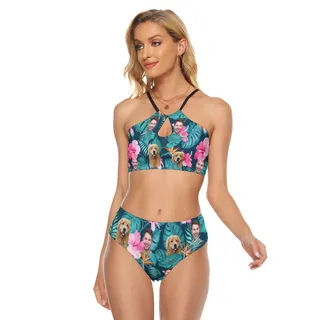 Floral Custom Face Hawaiian Two-piece Swimsuit For Women