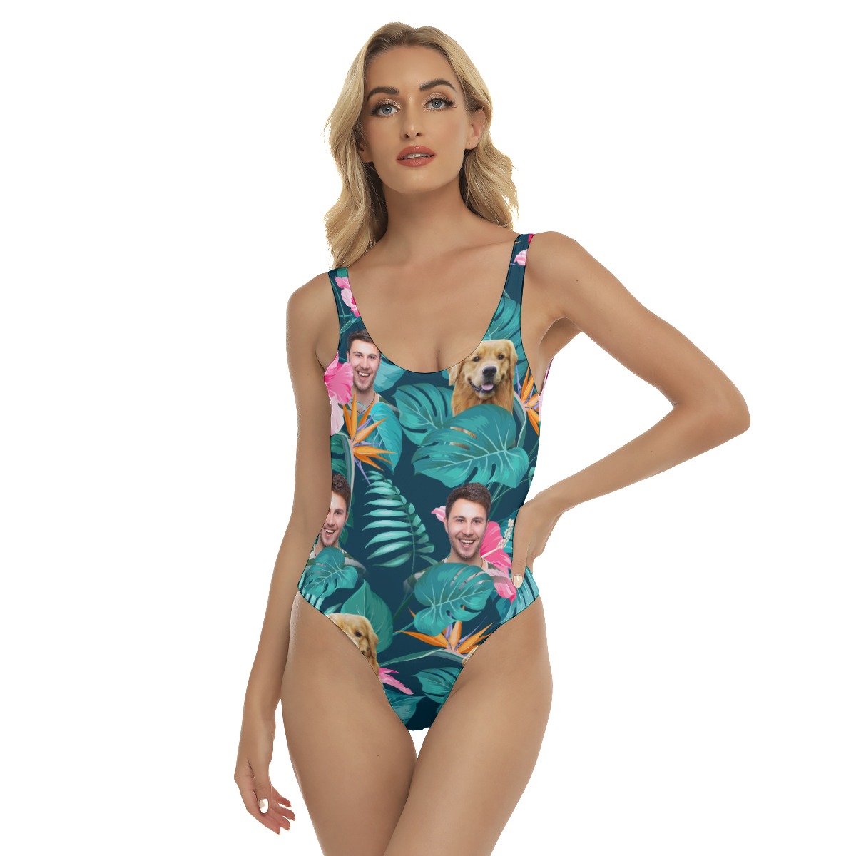 Floral Custom Face Hawaiian One Piece Swimsuit For Women - variant image 1