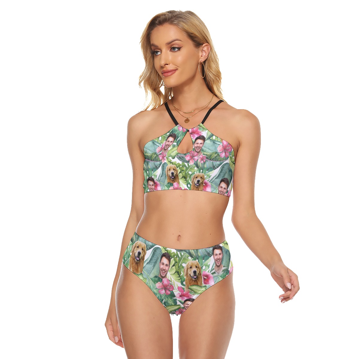 Custom Face Floral Hawaiian Two-piece Swimsuit For Women - variant image 1