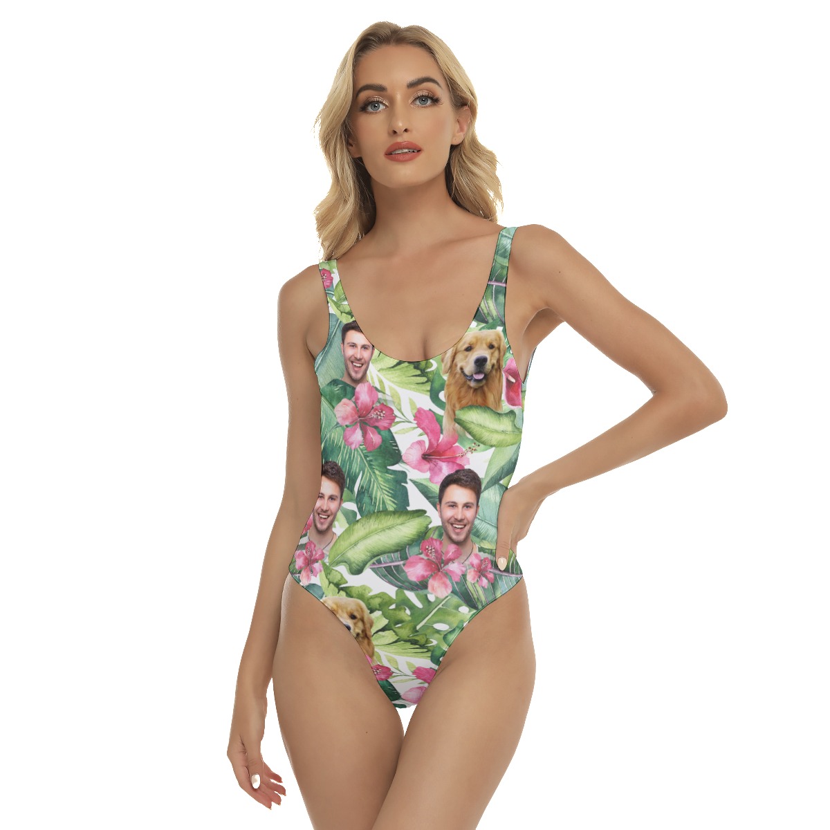 Custom Face Floral Hawaiian One Piece Swimsuit For Women - variant image 1