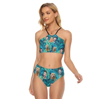 Custom Face Tropical Hawaiian Two-piece Swimsuit For Women