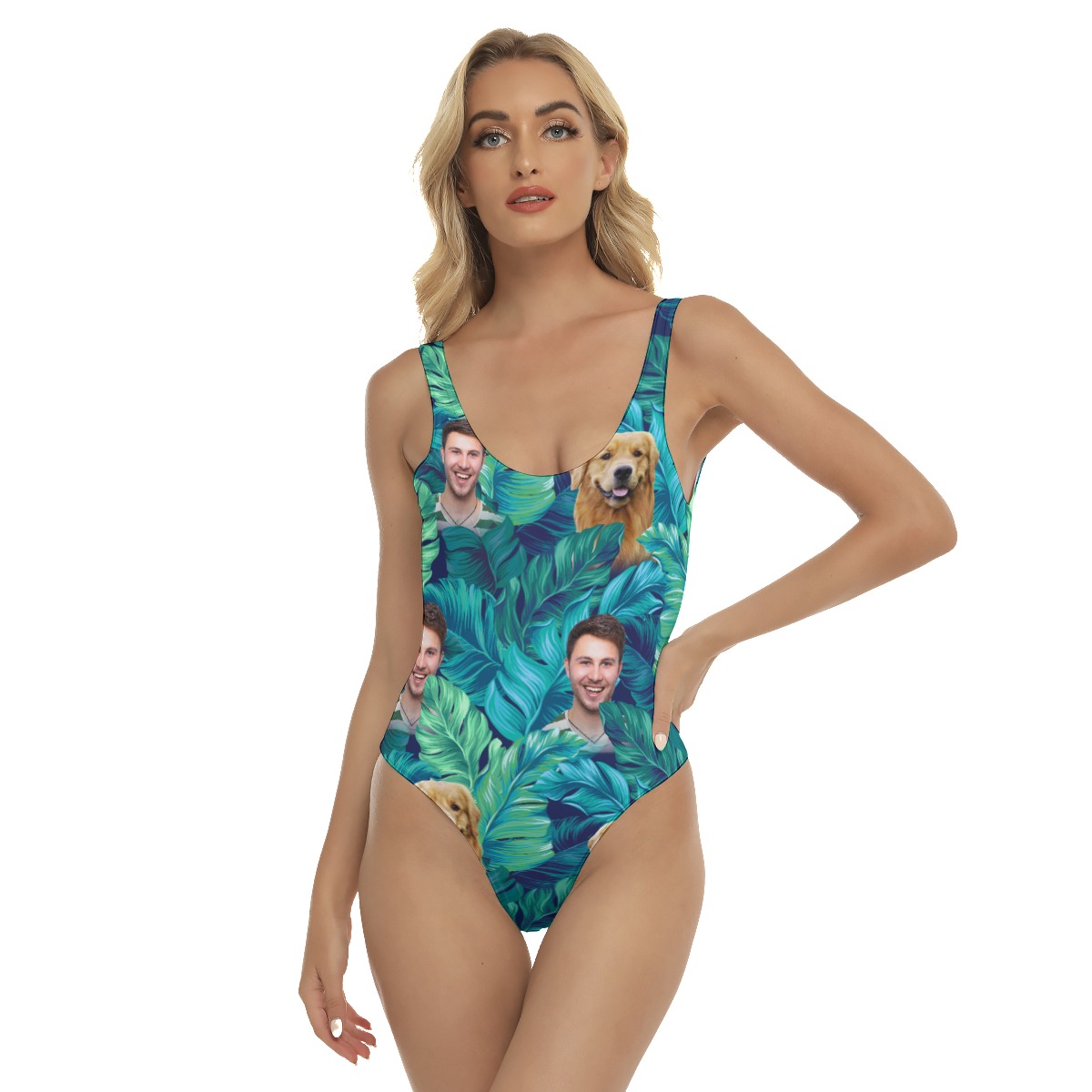 Custom Face Tropical Hawaiian One Piece Swimsuit For Women - variant image 1