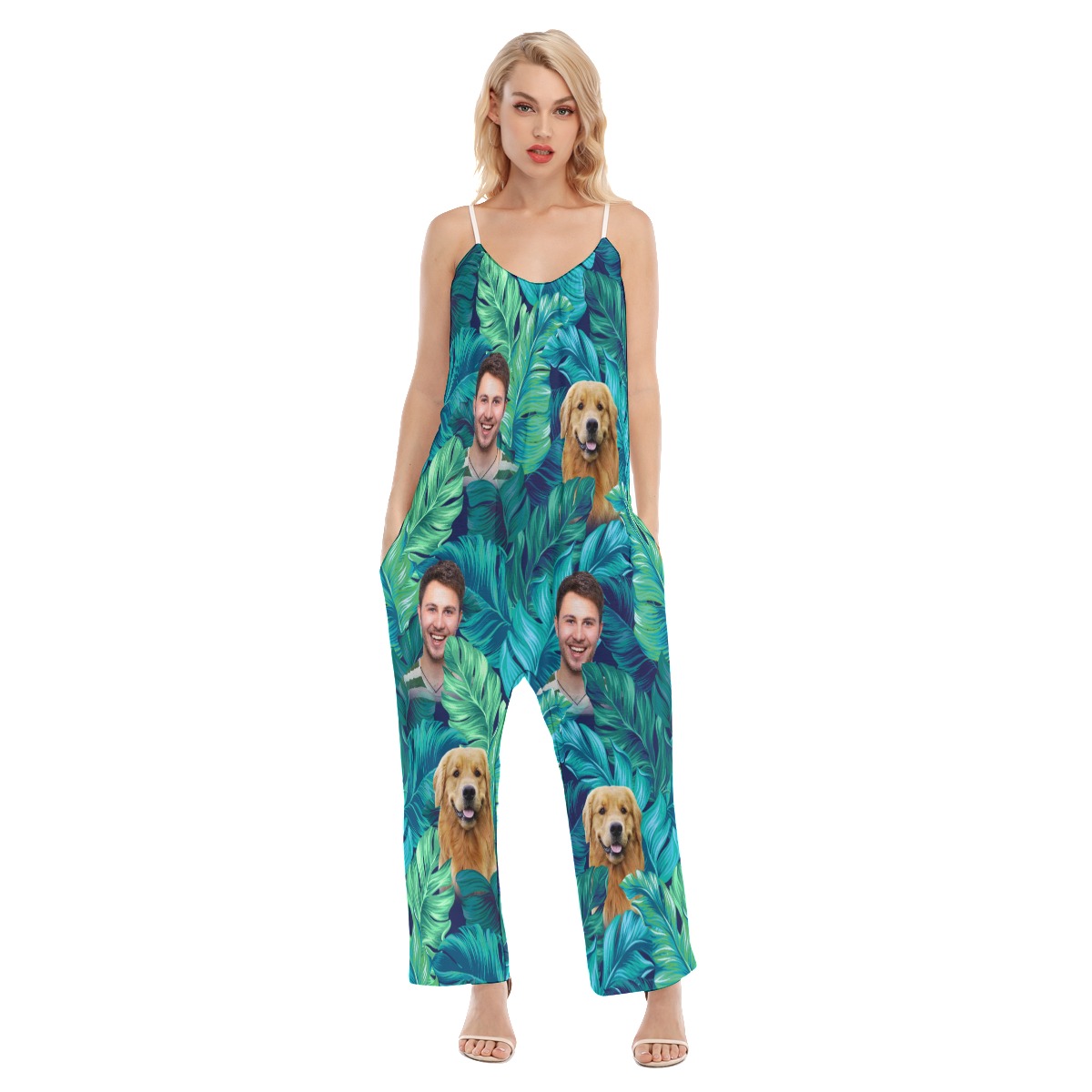 Custom Face Tropical Women's Hawaiian Jumpsuit - variant image 1