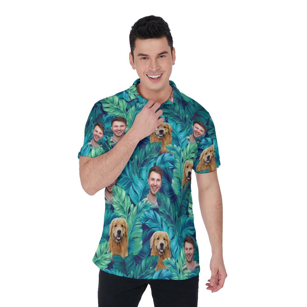 Tropical Custom Face Polo Hawaiian Shirt For Men - variant image 1